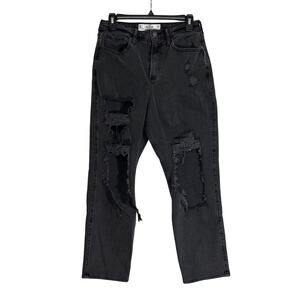 HOLLISTER CURVY ULTRA HIGH RISE VINTAGE STRAIGHT BLACK JEANS SIZE 9R W29 L27